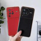 For vivo X80 5G Genuine Leather Luolai Series Nano Plating Phone Case(Red) - 4