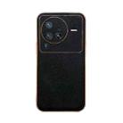 For vivo X80 Pro 5G Genuine Leather Luolai Series Nano Plating Phone Case(Black) - 1