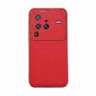 For vivo X80 Pro 5G Genuine Leather Luolai Series Nano Plating Phone Case(Red) - 1