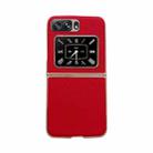 For Motorola Moto Razr 2022 Genuine Leather Luolai Series Nano Plating Phone Case(Red) - 1