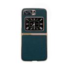 For Motorola Moto Razr 2022 Genuine Leather Luolai Series Nano Plating Phone Case(Dark Green) - 1