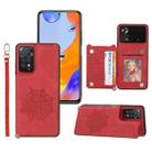 For Xiaomi Redmi Note 11S Mandala Embossed Phone Case with Holder(Red) - 1