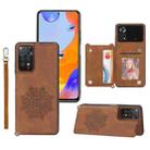 For Xiaomi Redmi Note 11S Mandala Embossed Phone Case with Holder(Brown) - 1
