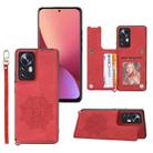 For Xiaomi 12 Lite Mandala Embossed Phone Case with Holder(Red) - 1