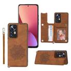 For Xiaomi 12 Lite Mandala Embossed Phone Case with Holder(Brown) - 1