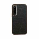 For Sony Xperia 1 IV Genuine Leather Ostrich Texture Nano Plating Phone Case(Black) - 1