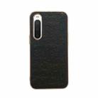 For Sony Xperia 10 IV Genuine Leather Ostrich Texture Nano Plating Phone Case(Black) - 1
