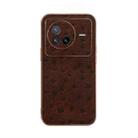 For vivo X80 5G Genuine Leather Ostrich Texture Nano Plating Phone Case(Coffee) - 1