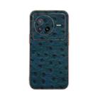For vivo X80 5G Genuine Leather Ostrich Texture Nano Plating Phone Case(Blue) - 1
