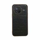 For vivo X80 5G Genuine Leather Ostrich Texture Nano Plating Phone Case(Black) - 1