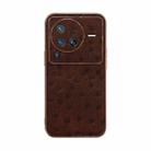 For vivo X80 Pro 5G Genuine Leather Ostrich Texture Nano Plating Phone Case(Coffee) - 1