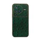 For vivo X80 Pro 5G Genuine Leather Ostrich Texture Nano Plating Phone Case(Green) - 1