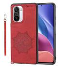 For Xiaomi Redmi K40 Mandala Embossed Phone Case with Holder(Red) - 1