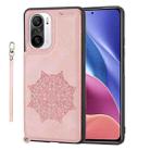 For Xiaomi Redmi K40 Mandala Embossed Phone Case with Holder(Rose Gold) - 1