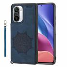 For Xiaomi Redmi K40 Mandala Embossed Phone Case with Holder(Blue) - 1