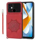 For Xiaomi Poco C40 Mandala Embossed Phone Case with Holder(Red) - 1
