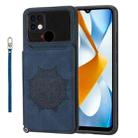 For Xiaomi Poco C40 Mandala Embossed Phone Case with Holder(Blue) - 1