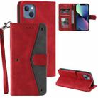 For iPhone 14 Nail Skin Feel Stitching Calf Texture Leather Phone Case(Red) - 1