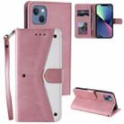 For iPhone 14 Plus Nail Skin Feel Stitching Calf Texture Leather Phone Case(Rose Gold) - 1