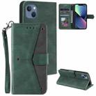 For iPhone 14 Plus Nail Skin Feel Stitching Calf Texture Leather Phone Case(Green) - 1