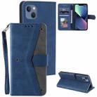 For iPhone 14 Plus Nail Skin Feel Stitching Calf Texture Leather Phone Case(Blue) - 1