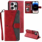 For iPhone 14 Pro Nail Skin Feel Stitching Calf Texture Leather Phone Case(Red) - 1