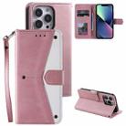 For iPhone 13 Pro Nail Skin Feel Stitching Calf Texture Leather Phone Case(Rose Gold) - 1