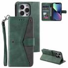 For iPhone 13 Pro Nail Skin Feel Stitching Calf Texture Leather Phone Case(Green) - 1