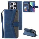 For iPhone 13 Pro Nail Skin Feel Stitching Calf Texture Leather Phone Case(Blue) - 1