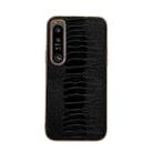 For Sony Xperia 1 IV Genuine Leather Weilai Series Nano Plating Phone Case(Black) - 1