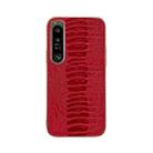 For Sony Xperia 1 IV Genuine Leather Weilai Series Nano Plating Phone Case(Red) - 1