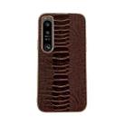 For Sony Xperia 1 IV Genuine Leather Weilai Series Nano Plating Phone Case(Coffee) - 1