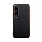 For Sony Xperia 1 IV Genuine Leather Xiaoya Series Nano Plating Phone Case(Black) - 1