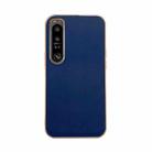 For Sony Xperia 1 IV Genuine Leather Xiaoya Series Nano Plating Phone Case(Blue) - 1