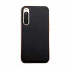 For Sony Xperia 10 IV Genuine Leather Xiaoya Series Nano Plating Phone Case(Black) - 1