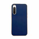 For Sony Xperia 10 IV Genuine Leather Xiaoya Series Nano Plating Phone Case(Blue) - 1