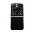 For Motorola Moto Razr 2022 Genuine Leather Xiaoya Series Nano Plating Phone Case(Black) - 1