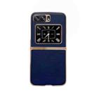 For Motorola Moto Razr 2022 Genuine Leather Xiaoya Series Nano Plating Phone Case(Blue) - 1