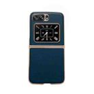 For Motorola Moto Razr 2022 Genuine Leather Xiaoya Series Nano Plating Phone Case(Dark Green) - 1