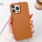 For iPhone 14 Pro Max Electroplated Grooved Skin Fee Phone Case(Brown) - 1