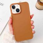 For iPhone 14 Plus Electroplated Grooved Skin Fee Phone Case(Brown) - 1