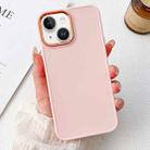 For iPhone 14 Plus Electroplated Grooved Skin Fee Phone Case(Pink) - 1