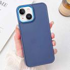 For iPhone 14 Plus Electroplated Grooved Skin Fee Phone Case(Dark Blue) - 1