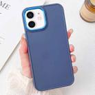 For iPhone 12 Electroplated Grooved Skin Fee Phone Case(Dark Blue) - 1