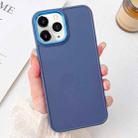 For iPhone 11 Pro Max Electroplated Grooved Skin Fee Phone Case(Dark Blue) - 1