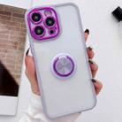 For iPhone 14 Pro Max Electroplated Ring Holder Phone Case(Purple) - 1