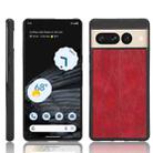 For Google Pixel 7 Pro 5G Shockproof Sewing Cow Skin Texture PC + PU + TPU Case(Red) - 1