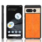 For Google Pixel 7 Pro 5G Shockproof Sewing Cow Skin Texture PC + PU + TPU Case(Orange) - 1