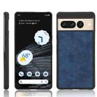 For Google Pixel 7 Pro 5G Shockproof Sewing Cow Skin Texture PC + PU + TPU Case(Blue) - 1