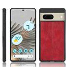 For Google Pixel 7 5G Shockproof Sewing Cow Skin Texture PC + PU + TPU Case(Red) - 1